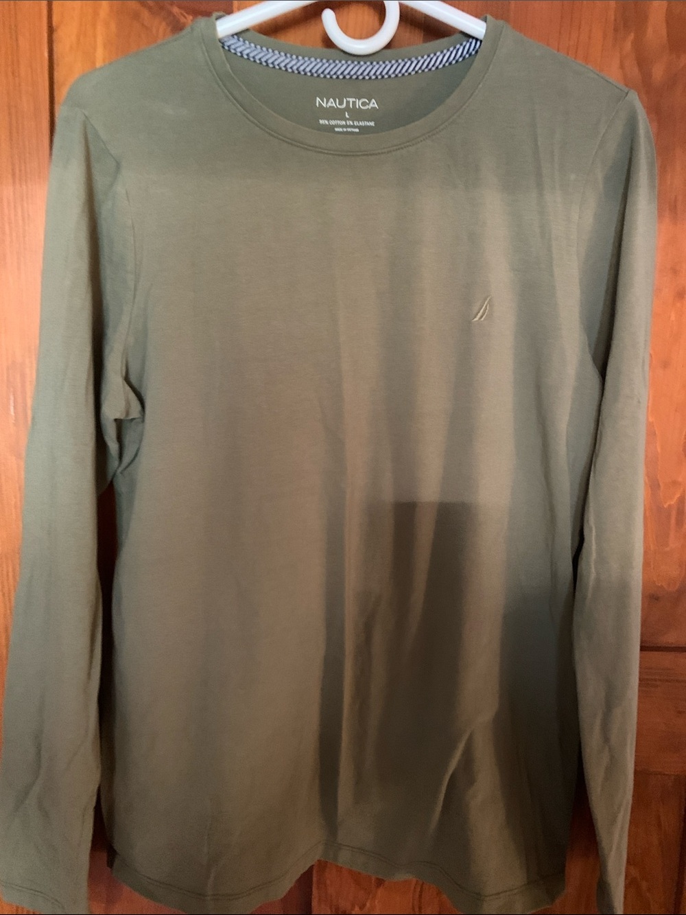 Nautica Olive Green Long-Sleeve Crewneck Shirt